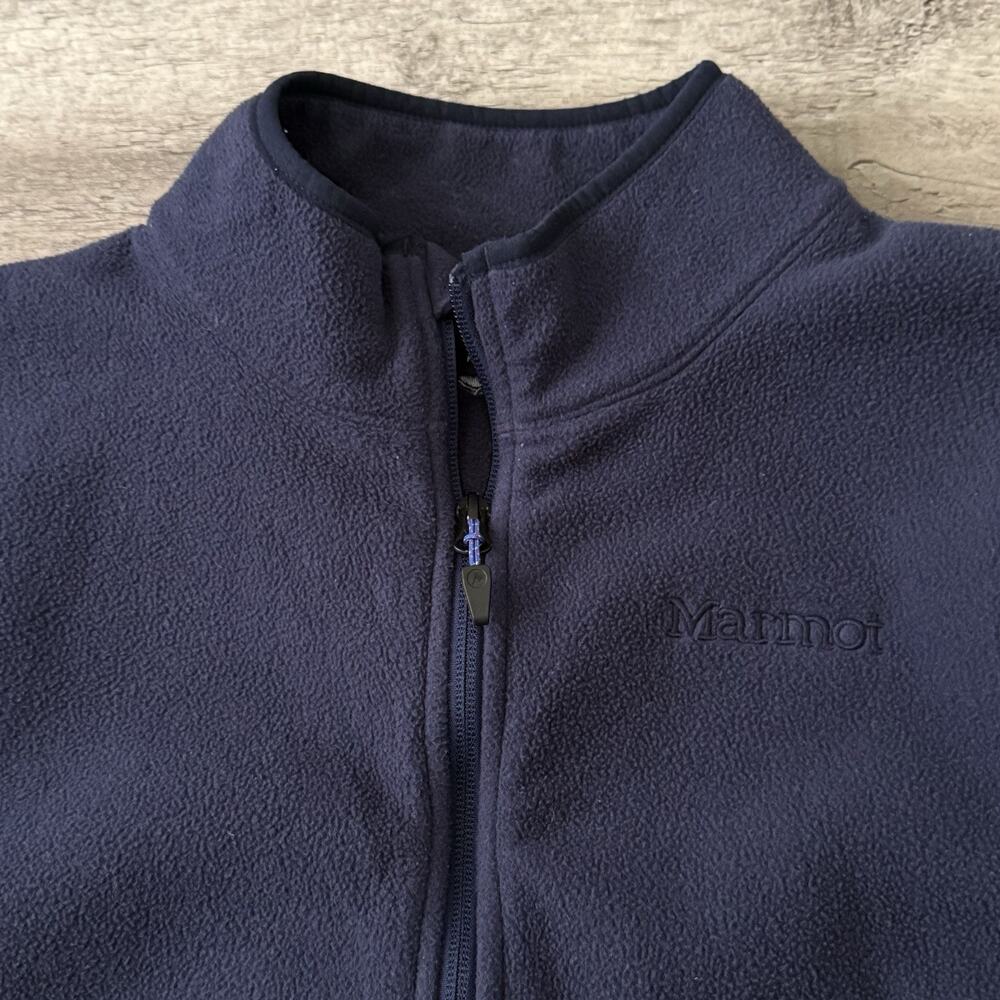 Marmot Fleece Jacket Mens Sz XL Navy Blue Full-Zip Pockets Logo